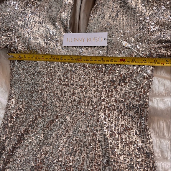 Ronny Kobo Collection Silver Sequin Long Sleeve Dress - Picture 12 of 15